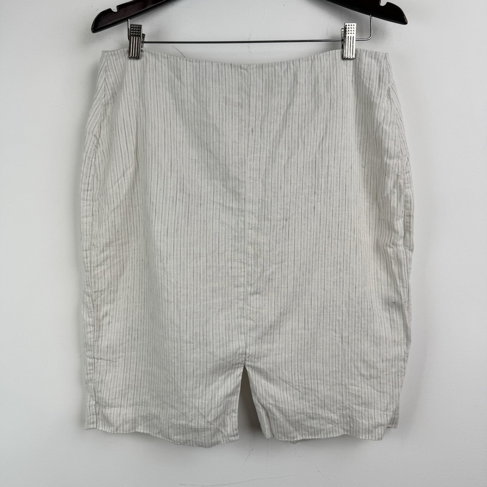 Banana Republic Skort Womens 10 Ivory‎ Gray Linen Pinstripe Cottagecore Vacation